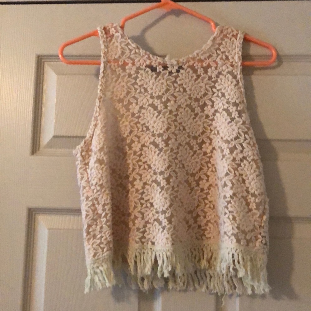 Tan fringe top!